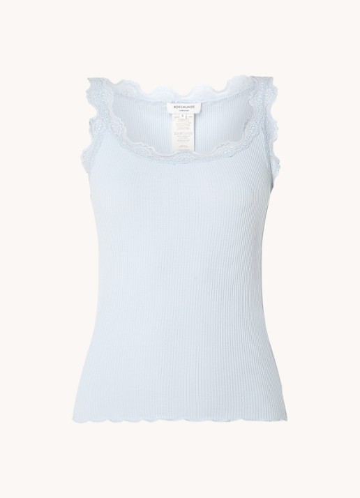 Rosemunde Babette tanktop in zijdeblend met kant - voorkant 4 lichtblauw
