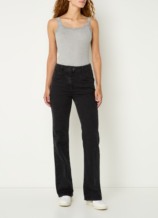 Rosemunde Babette tanktop in zijdeblend met kant - voorkant 4 lichtgrijs