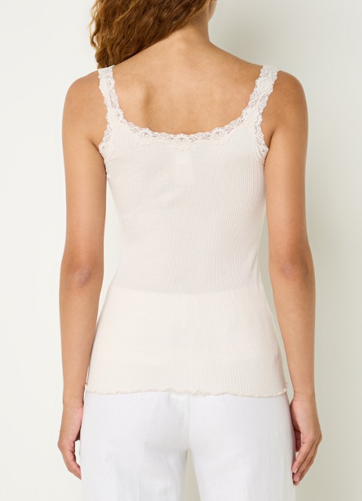Rosemunde Babette tanktop in zijdeblend met kant - achterkant 4 gebroken wit
