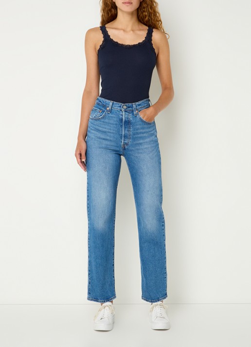 Rosemunde Babette tanktop in zijdeblend met kant - voorkant 2 donkerblauw