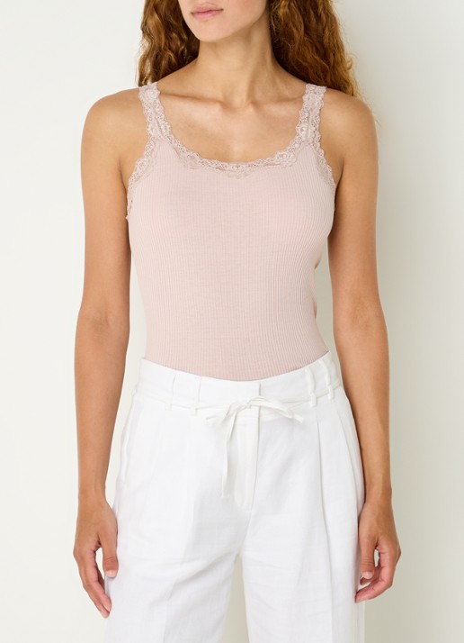 Rosemunde Babette tanktop in zijdeblend met kant