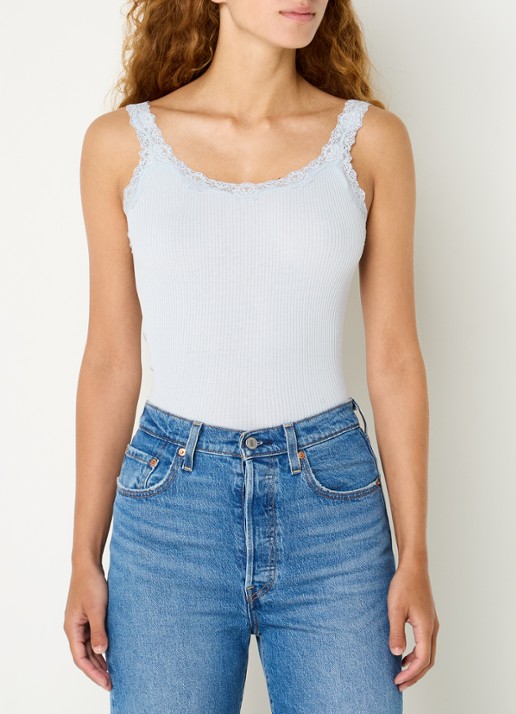 Rosemunde Babette tanktop in zijdeblend met kant