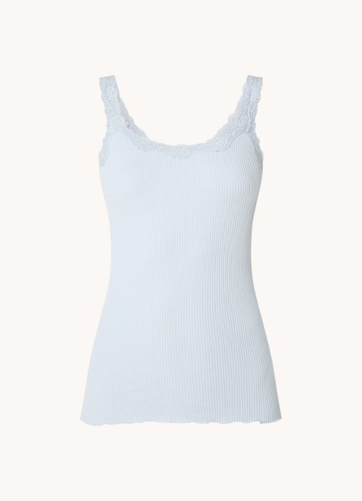 Rosemunde Babette tanktop in zijdeblend met kant - voorkant lichtblauw