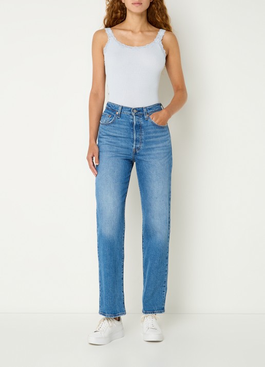 Rosemunde Babette tanktop in zijdeblend met kant - voorkant 2 lichtblauw