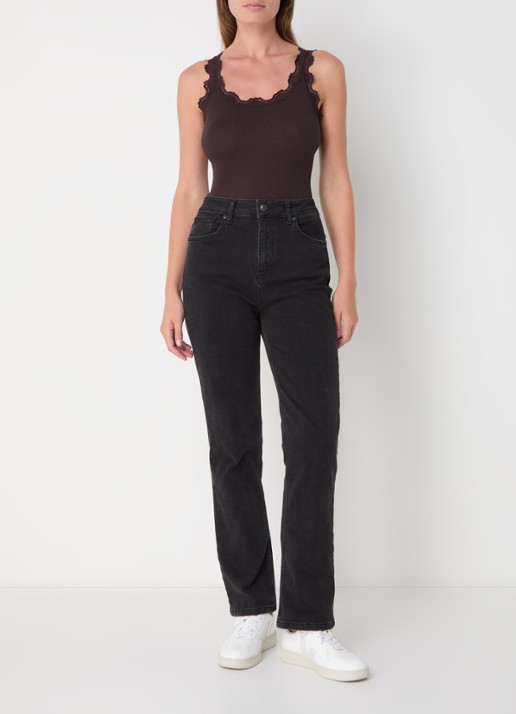Rosemunde Babette tanktop in zijdeblend met kant - voorkant 3 donkerbruin