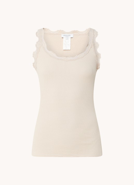 Rosemunde Babette tanktop in zijdeblend met kant - voorkant 2 beige