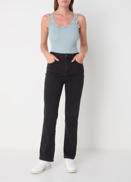 Rosemunde Babette tanktop in zijdeblend met kant - voorkant 3 blauwgrijs