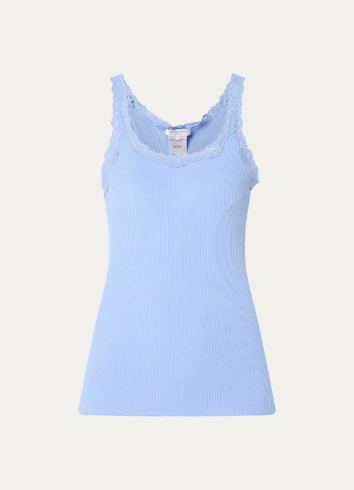 Rosemunde Babette tanktop in zijdeblend met kant - voorkant 3 blauwgrijs