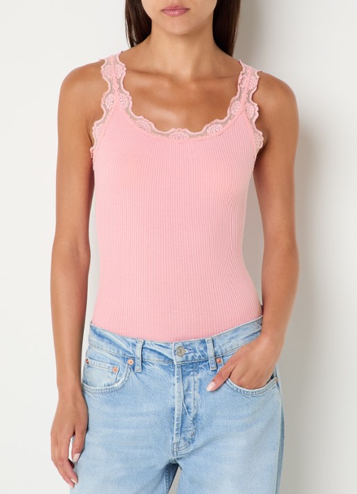 Rosemunde Babette tanktop in zijdeblend met kant
