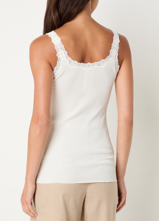 Rosemunde Babette tanktop in zijdeblend met kant - achterkant 3 ivoor