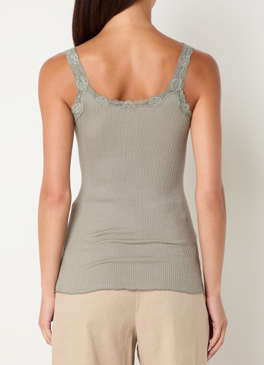 Rosemunde Babette tanktop in zijdeblend met kant - achterkant 3 beige