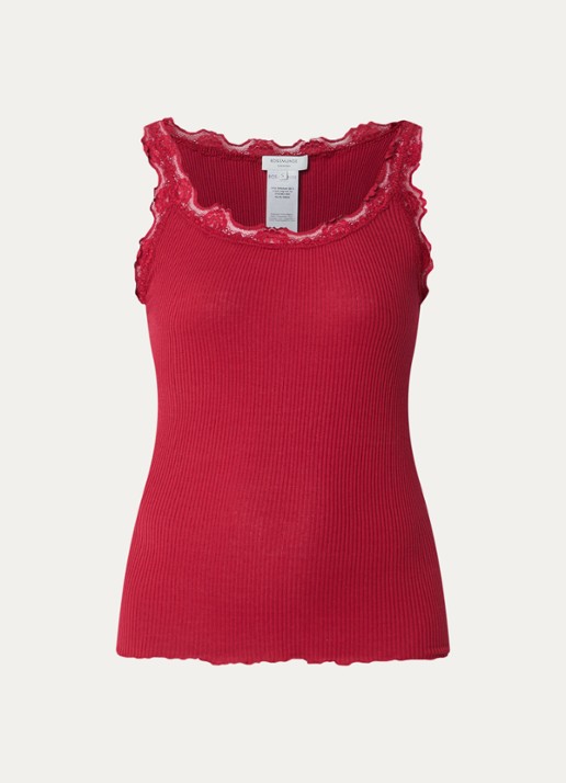 Rosemunde Babette tanktop in zijdeblend met kant - voorkant 3 rood