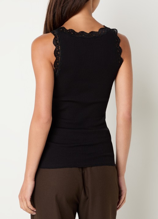 Rosemunde Balta tanktop met details van kant - achterkant zwart