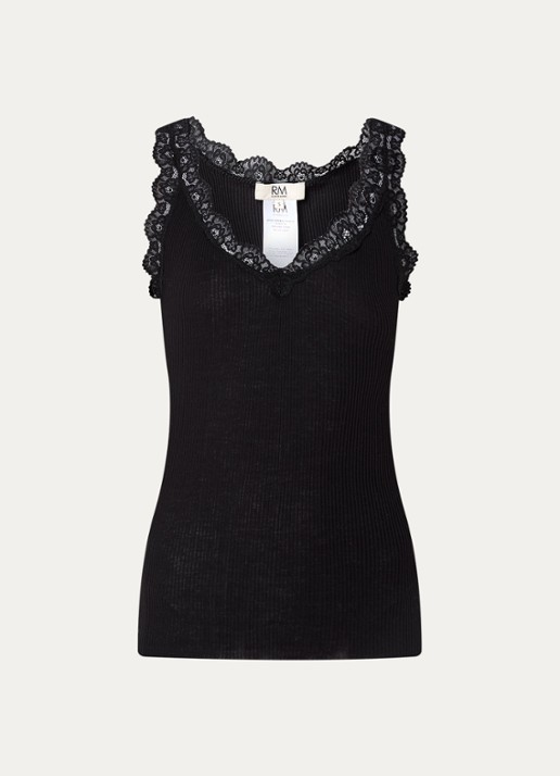 Rosemunde Balta tanktop met details van kant - voorkant 3 zwart