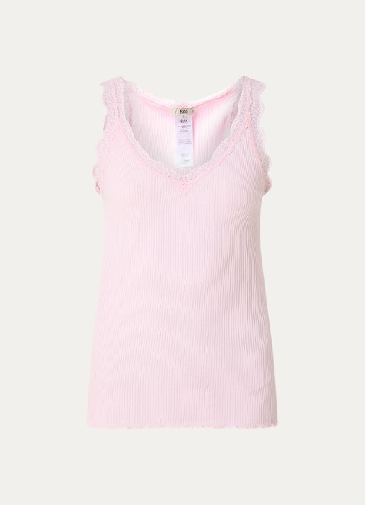 Rosemunde Balta tanktop met details van kant - voorkant 2 lichtroze
