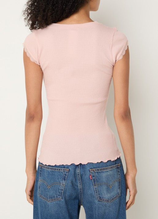 Rosemunde Baybay T-shirt met details van kant - achterkant khaki