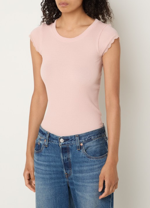 Rosemunde Baybay T-shirt met details van kant - detail 2 khaki