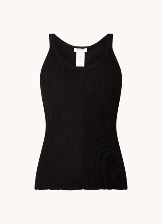 Rosemunde Belle ribgebreide top in zijdeblend met ronde hals - voorkant 2 zwart