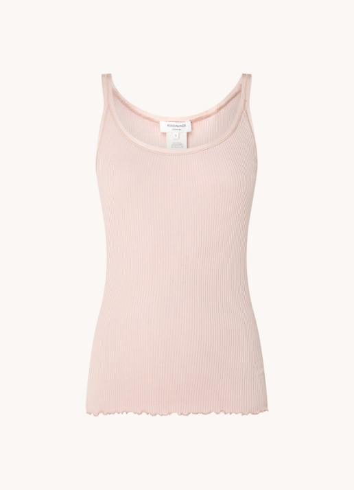 Rosemunde Belle ribgebreide top in zijdeblend met ronde hals - voorkant 2 lichtroze