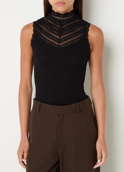 Rosemunde Benita mouwloze top in zijdeblend met details van kant