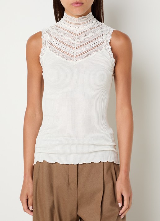 Rosemunde Benita mouwloze top in zijdeblend met details van kant