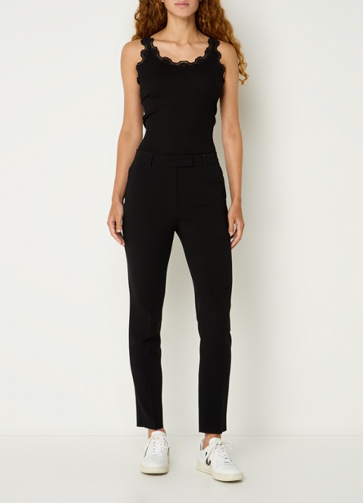 Rosemunde Benita top in zijdeblend met details van kant - voorkant 4 zwart