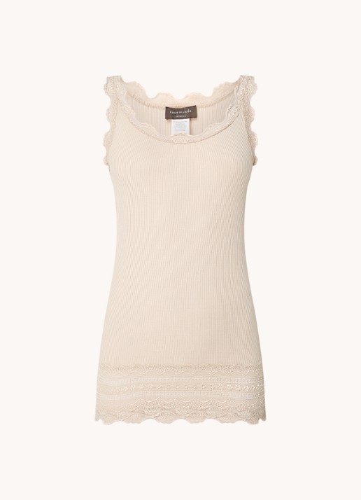 Rosemunde Benita top in zijdeblend met details van kant - voorkant 3 beige
