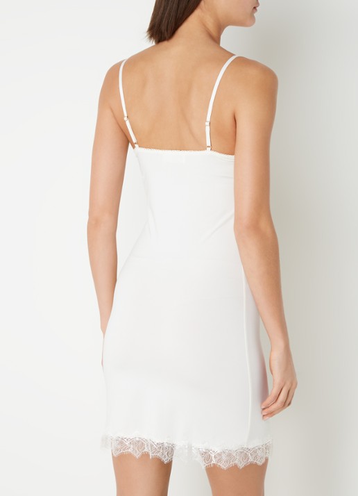 Rosemunde Billie slipdress met V-hals en kant - achterkant gebroken wit