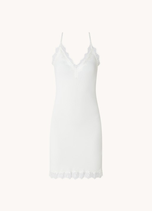 Rosemunde Billie slipdress met V-hals en kant - voorkant 3 gebroken wit