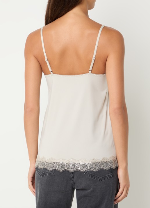 Rosemunde Billie spaghettitop met details van kant - achterkant beige