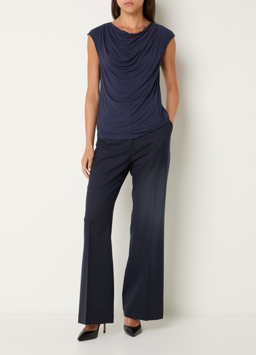 Rosemunde Blarritz mouwloze top met gedrapeerd detail - voorkant 3 donkerblauw