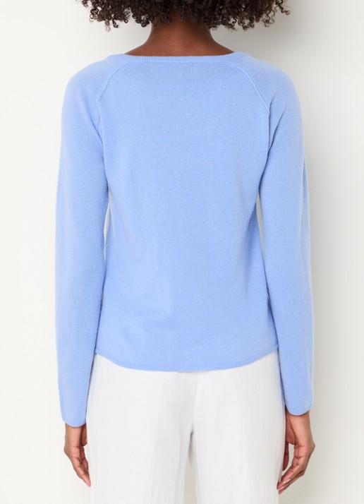 Rosemunde Fijngebreid vest in kasjmierblend  - achterkant blauw