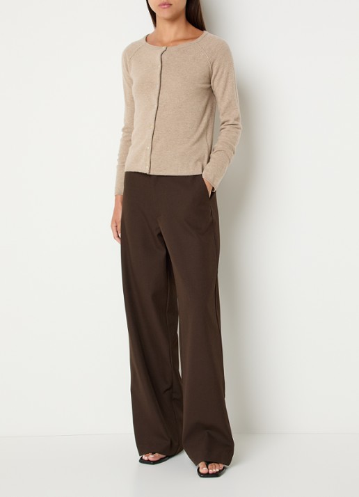 Rosemunde Fijngebreid vest in kasjmierblend  - voorkant 3 beige