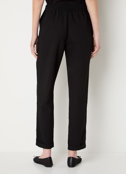 Rosemunde RMWTalia high waist slim fit cropped broek met steekzakken - achterkant zwart