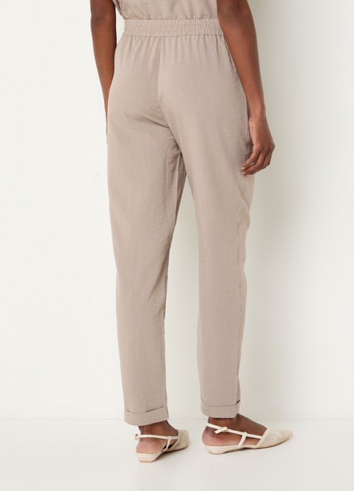 Rosemunde RMWTalia high waist slim fit cropped broek met steekzakken - achterkant 2 donkerbeige