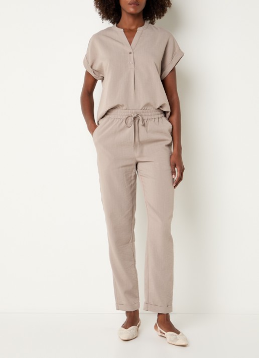 Rosemunde RMWTalia high waist slim fit cropped broek met steekzakken - voorkant 4 donkerbeige