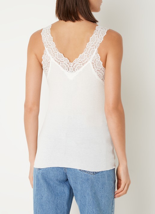 Rosemunde Tanktop met kant en structuur - achterkant 4 wit