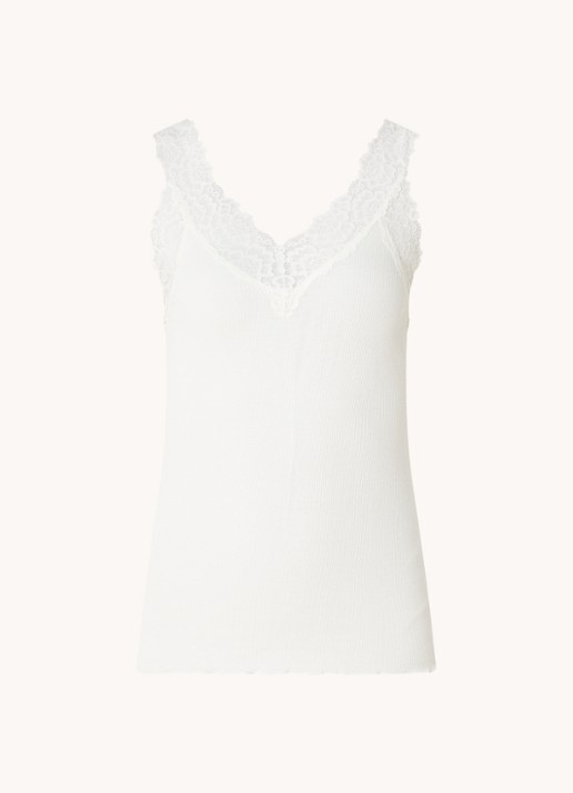 Rosemunde Tanktop met kant en structuur - voorkant wit
