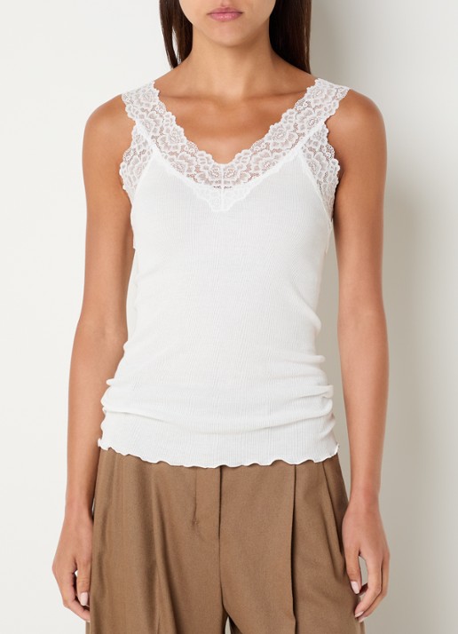 Rosemunde Tanktop met kant en structuur