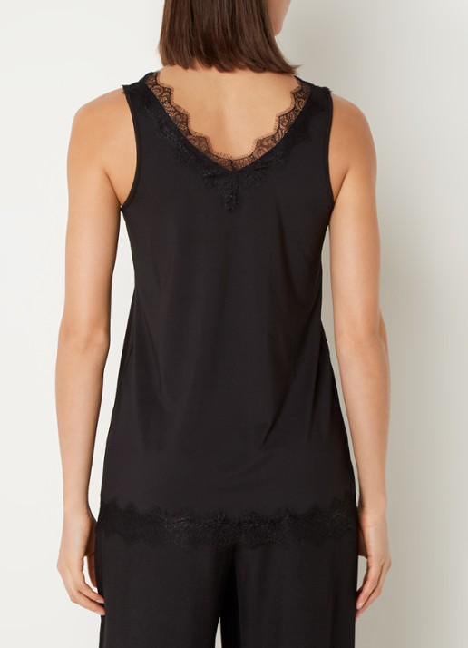 Rosemunde Tanktop met V-hals en kant - achterkant 2 zwart
