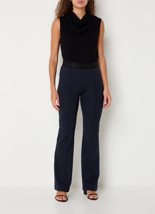 Rosner Studio Alisa high waist flared legging met logoband - voorkant 2 donkerblauw