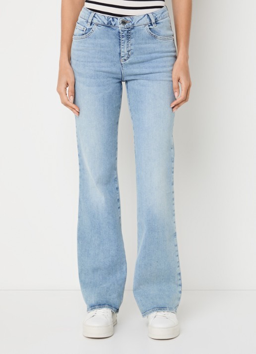 Rosner Studio Antonia mid waist bootcut jeans met lichte wassing - detail indigo