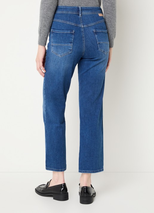 Rosner Studio Aubrey high waist slim fit jeans met steekzakken - achterkant donkerblauw