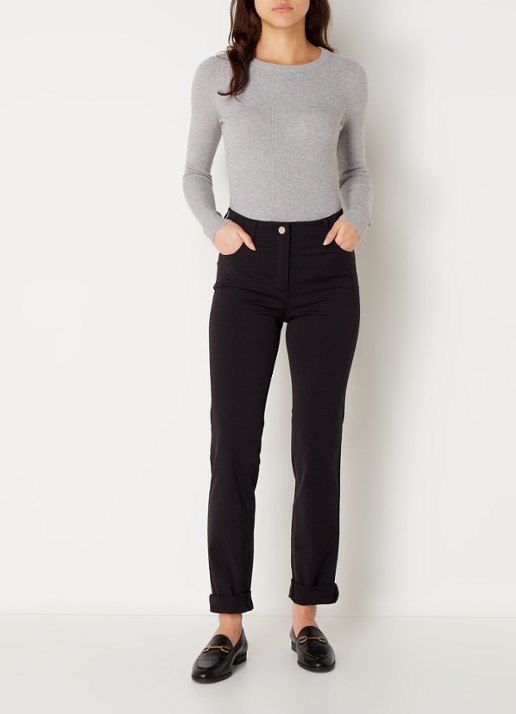 Rosner Studio Audrey high waist slim fit broek met stretch - voorkant 2 zwart