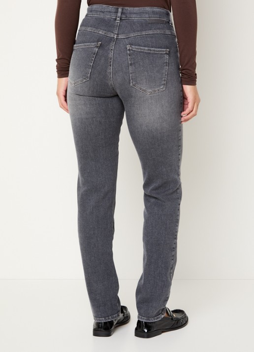 Rosner Studio Audrey high waist slim fit jeans met steekzakken - achterkant middengrijs