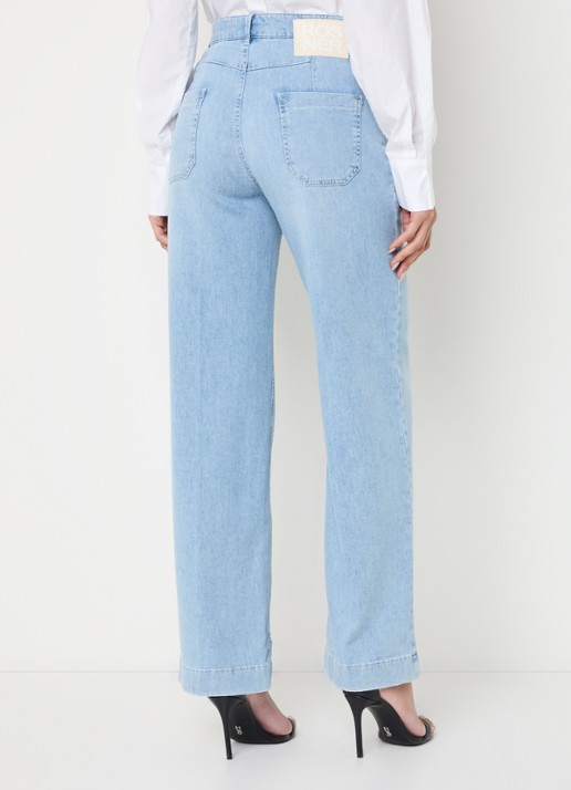 Rosner Studio Audrey high waist straight leg jeans met opgestikte zakken - achterkant 2 indigo