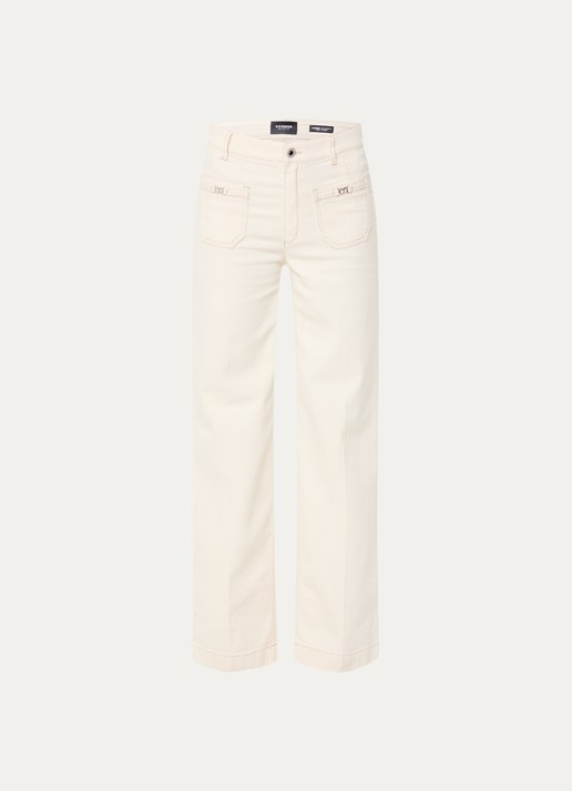 Rosner Studio Audrey high waist straight leg jeans met opgestikte zakken - voorkant 2 creme