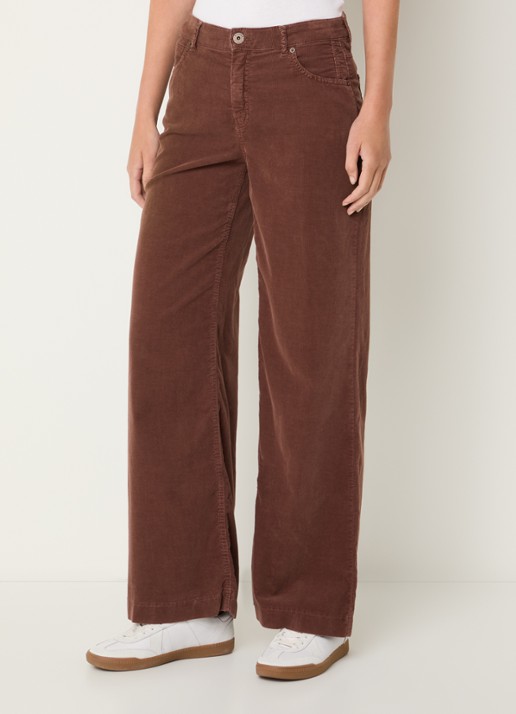 Rosner Studio Audrey high waist wide fit broek van corduroy - detail 4 steenrood