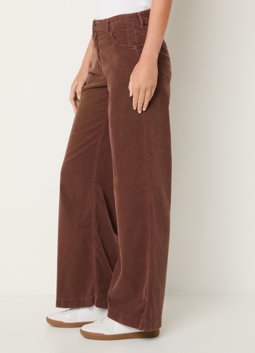 Rosner Studio Audrey high waist wide fit broek van corduroy - detail 5 steenrood