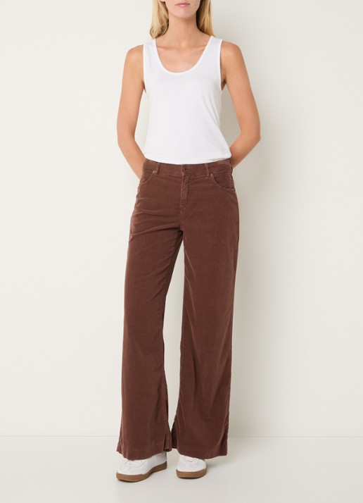 Rosner Studio Audrey high waist wide fit broek van corduroy - voorkant 3 steenrood
